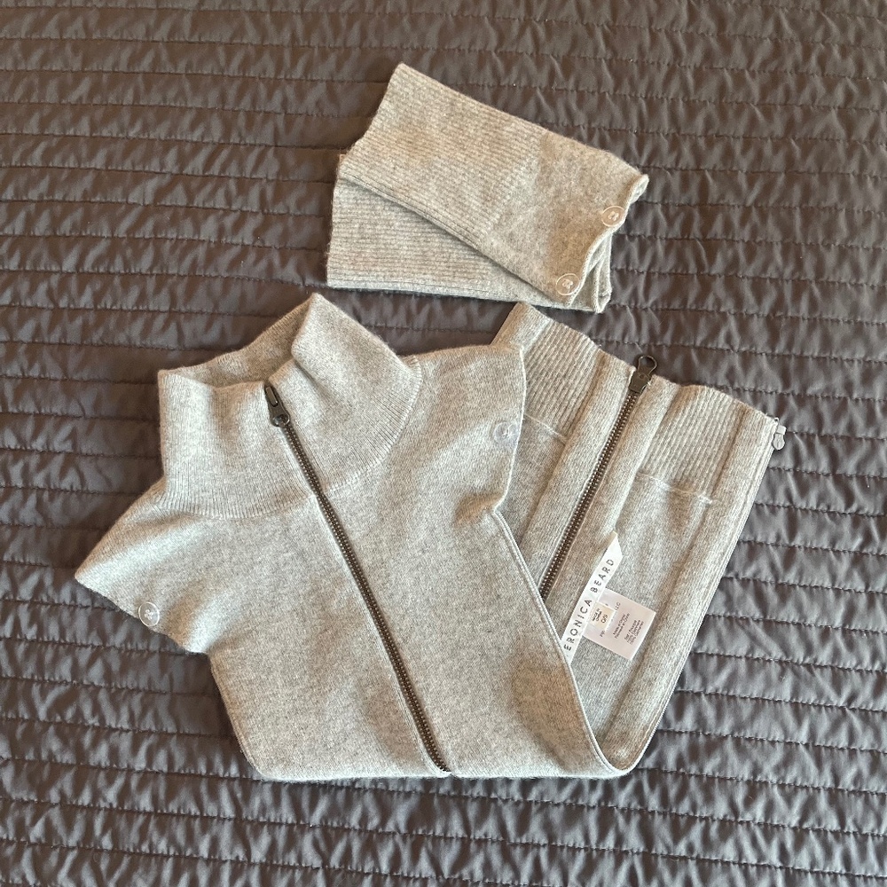 Veronica Beard Grey Cashmere Uptown Dickey + Cuffs sz O/S